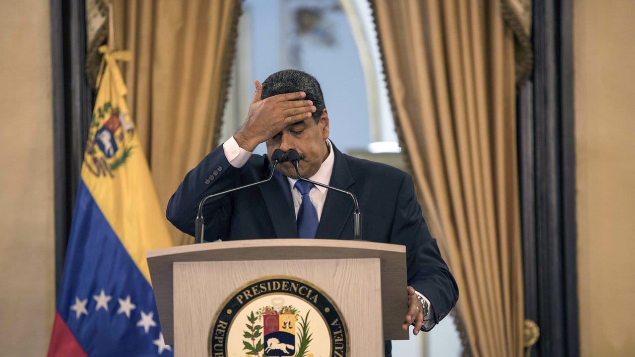 Nicolás Maduro bei einer Pressekonferenz im Präsidentenpalast in Caracas.