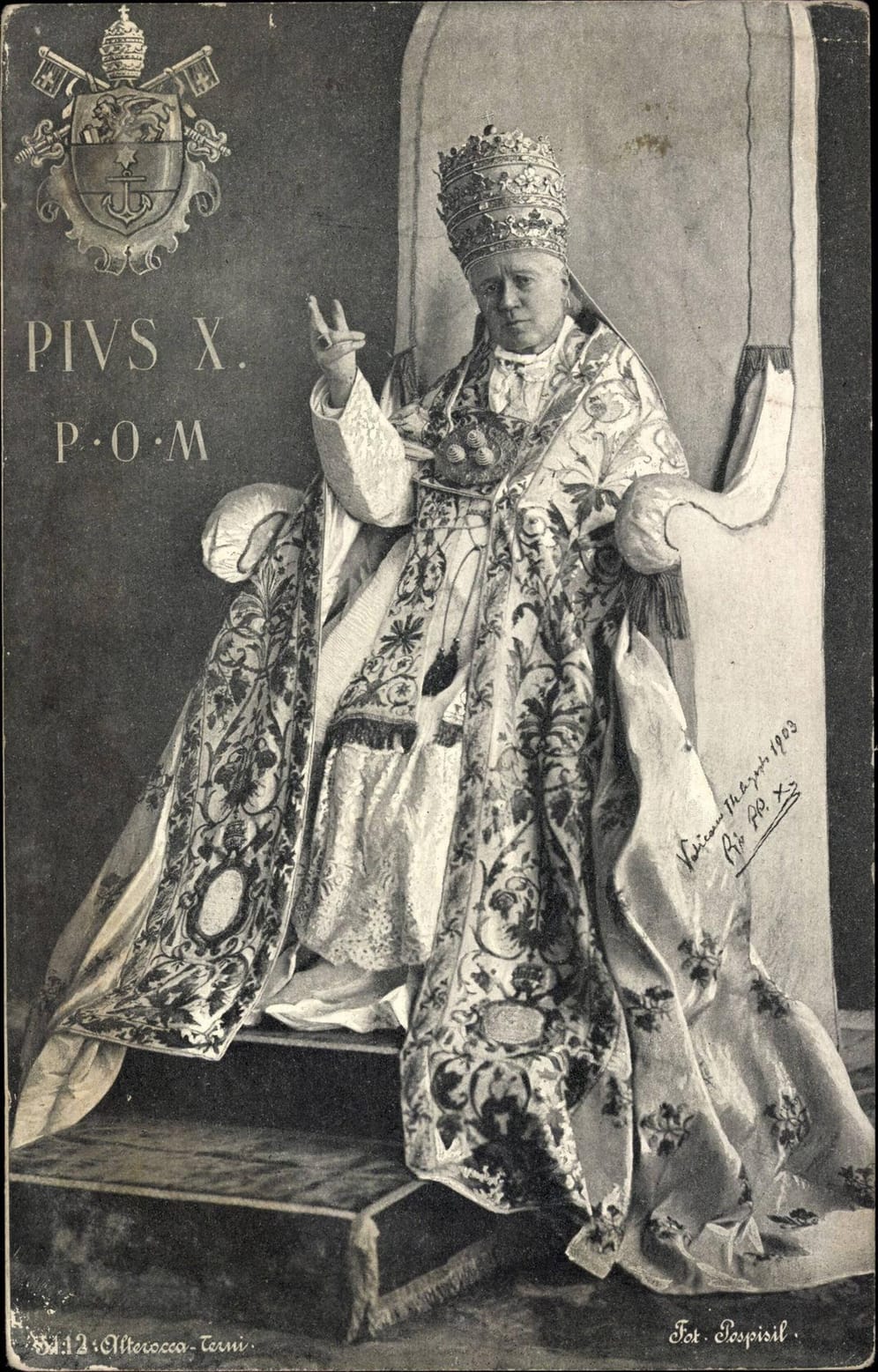 Zwischen 1903 und 1914 (Aufnahmedatum unbekannt): Papst Pius X. stammte aus dem Kaisertum Österreich. Sein bürgerlicher Name war Giuseppe Melchiorre Sarto.