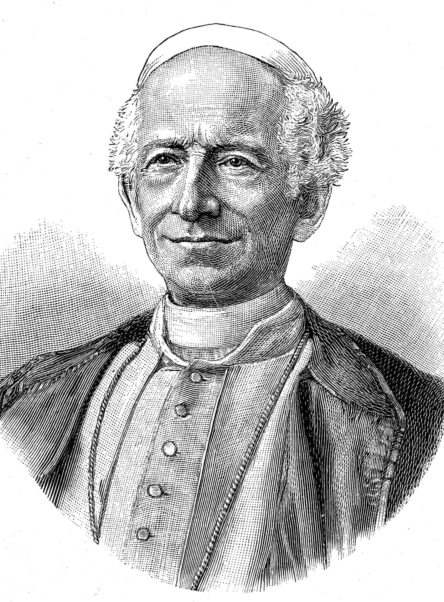 2. März 1810: Dieser Holzschnitt zeigt Papst Leo XIII. oder Vincenzo Gioacchino Pecci. Geboren wurde er im Département Rome, Frankreich. Mit 25 Jahren im Amt führte er das drittlängste Pontifikat der Geschichte (1878–1903).