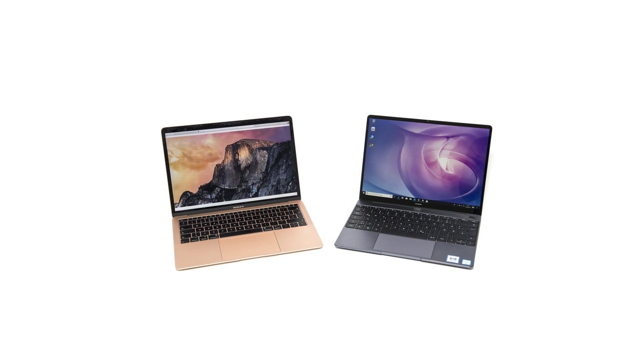 Sie sehen ähnlich aus und unterscheiden sich im Detail doch sehr: Apples MacBook Air (links) und Huaweis Matebook 13.