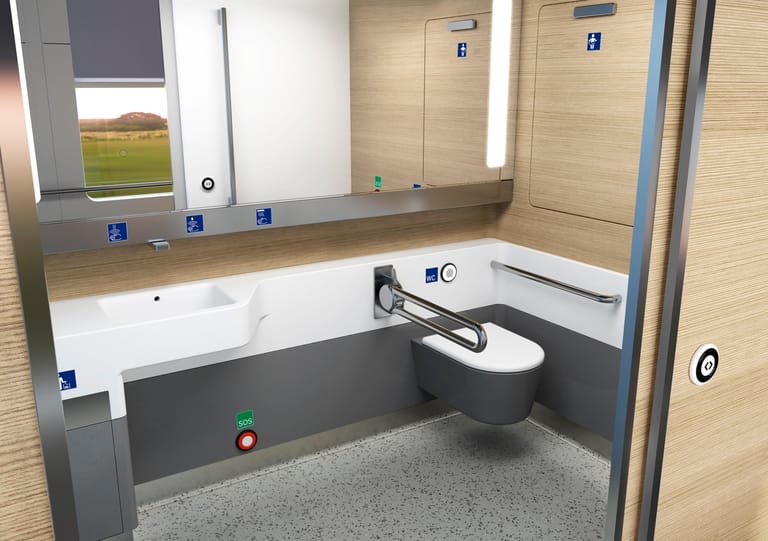 Universaltoiletten: Auch mobilitätseingeschränkte Reisende können im neuen ECx alle Vorzüge genießen