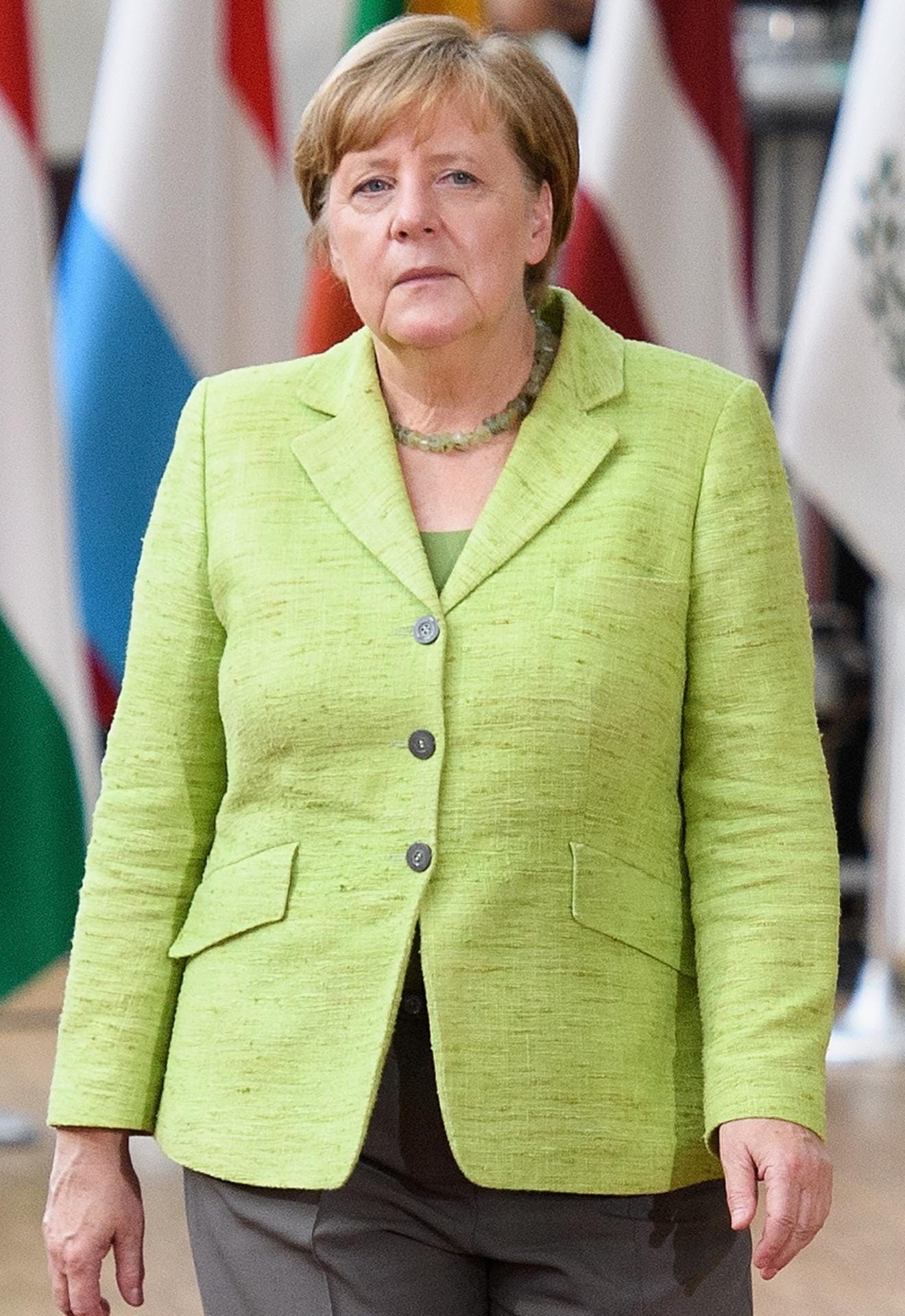 Angela Merkel in Limonengrün.