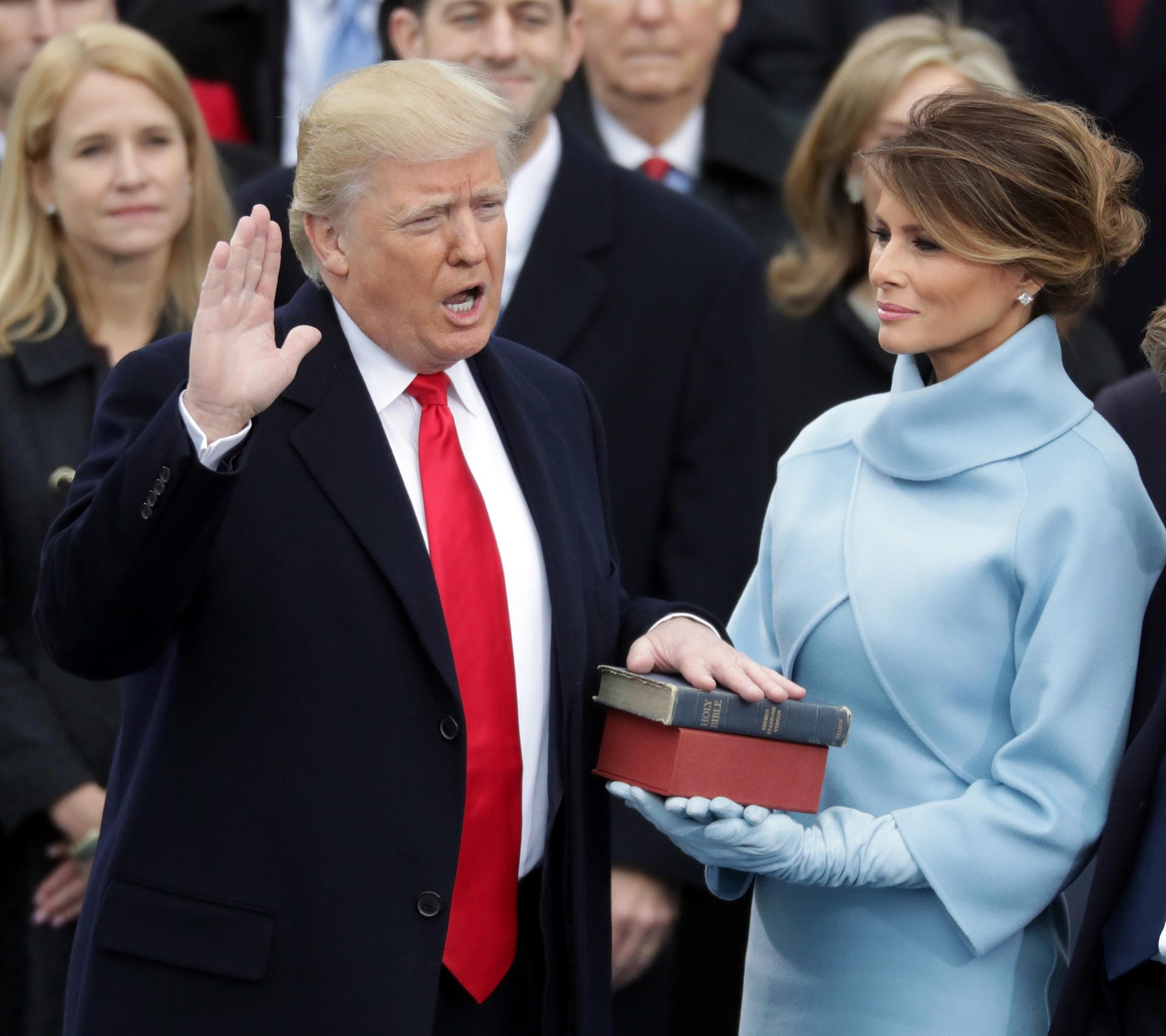Präsident Donald Trump bei der Amtseinführung: Die Bundesstaatsanwalt in New York ermittelt, woher das Geld für Trumps Inaugurationsfeier im Januar 2017 stammt.