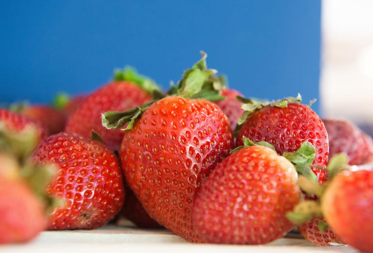 Dunkelrot heißt nicht immer süß: Auch hellrote Erdbeeren können aromatisch schmecken. Die Früchte können Sie etwa einen, allerhöchstens zwei Tage im Kühlschrank aufbewahren. Am besten lagern Sie sie ungewaschen und abgedeckt in einer Schale.
