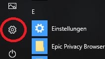 Öffnen Sie die "Einstellungen", indem Sie auf Start oder die Windows-Taste drücken und das Zahnrad wählen.