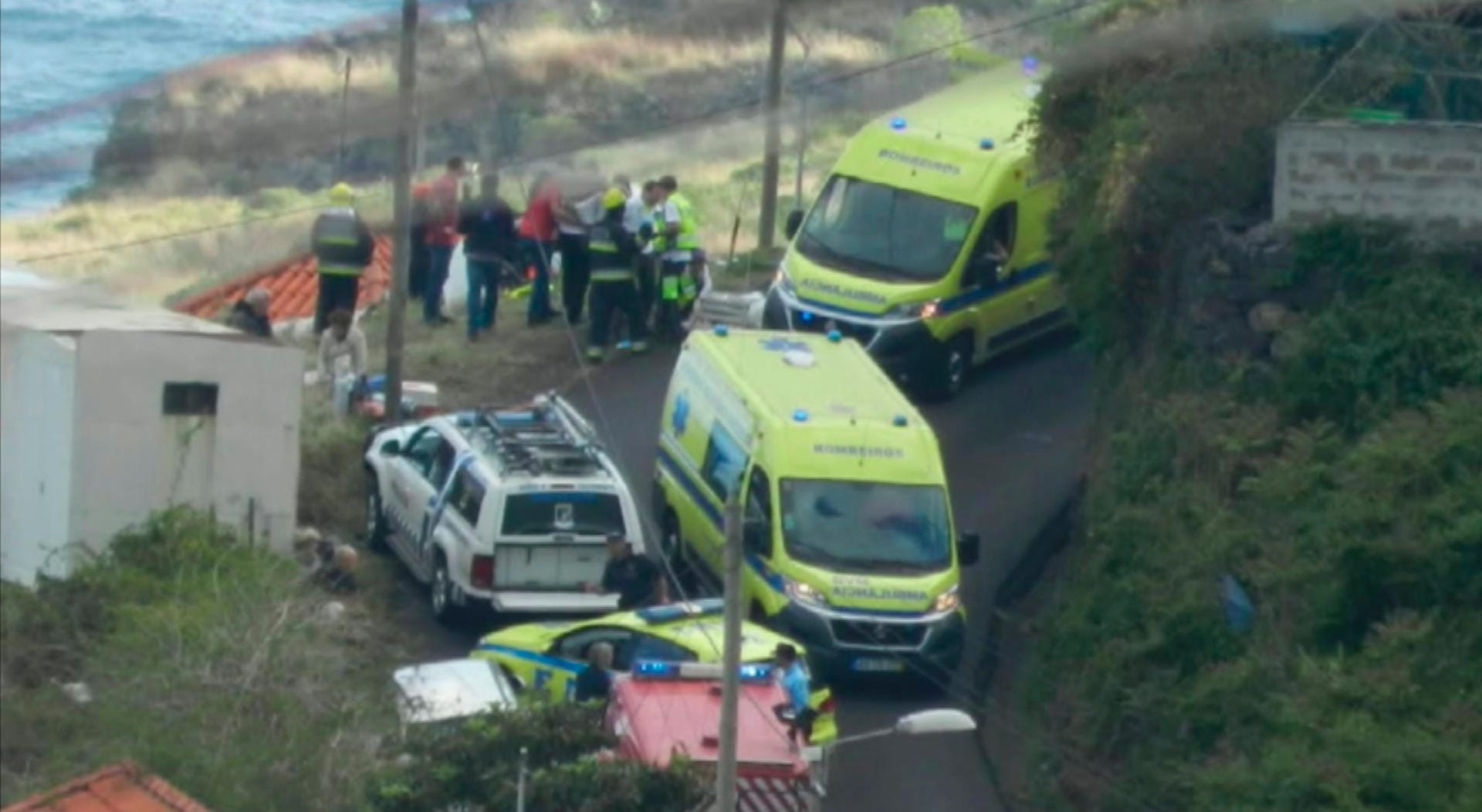 Screenshot eines Videos: Rettungsdienste am Unfallort.