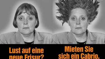 Neue Frisur: Sixt-Motiv mit Angela Merkel aus dem Jahr 2001.