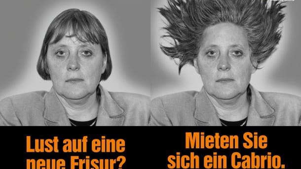 Neue Frisur: Sixt-Motiv mit Angela Merkel aus dem Jahr 2001.