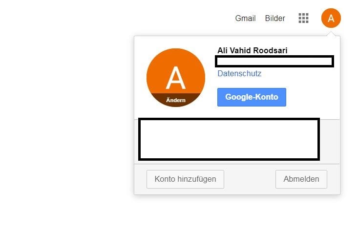 Besuchen Sie die Google-Suche und melden Sie sich mit Ihrem Konto an. Dafür klicken Sie oben rechts auf "Anmelden". Danach klicken Sie auf dem Symbol mit Ihrem Anfangsbuchstaben oben rechts und wählen "Google-Konto".