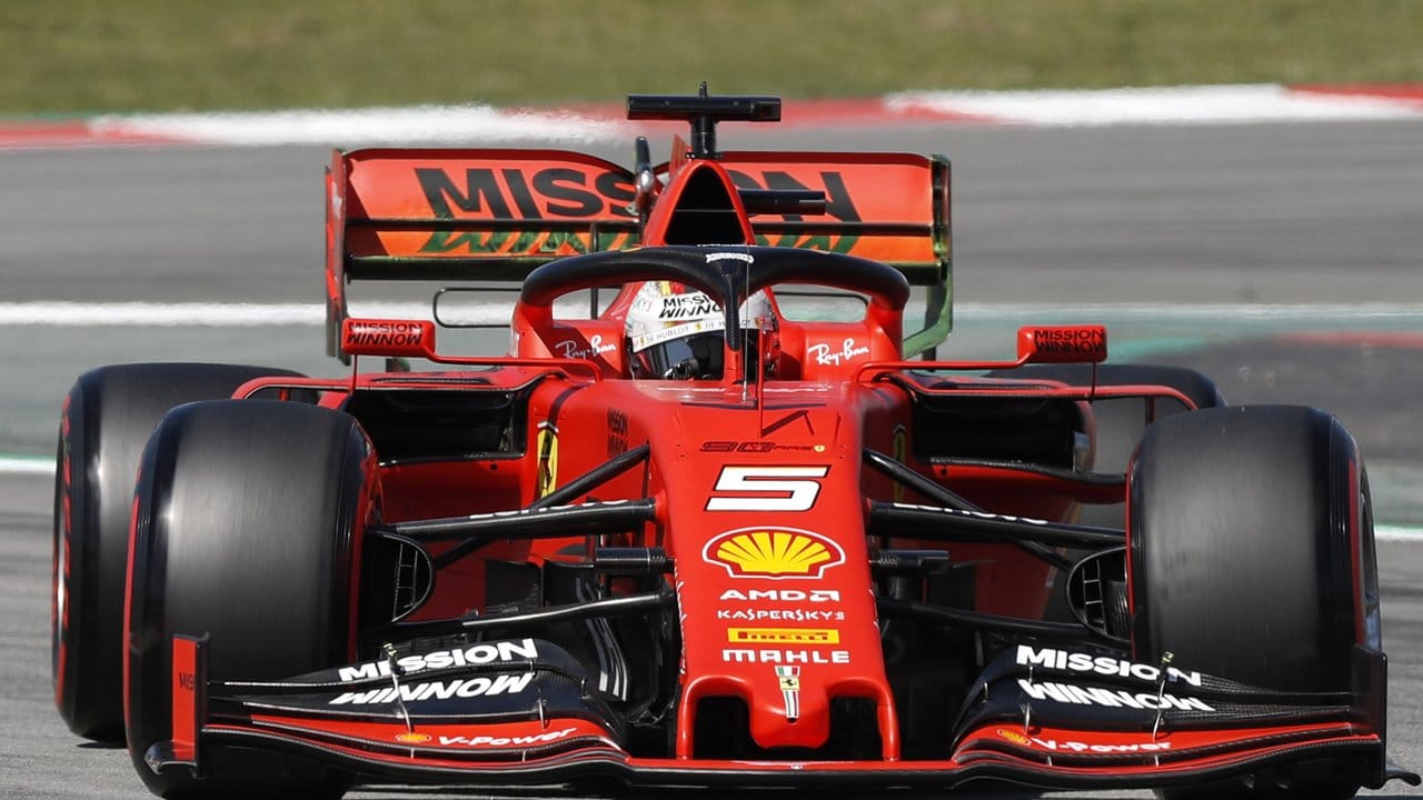 War im ersten Training in Barcelona nur Zweitschnellster: Sebastian Vettel in seinem Ferrari.