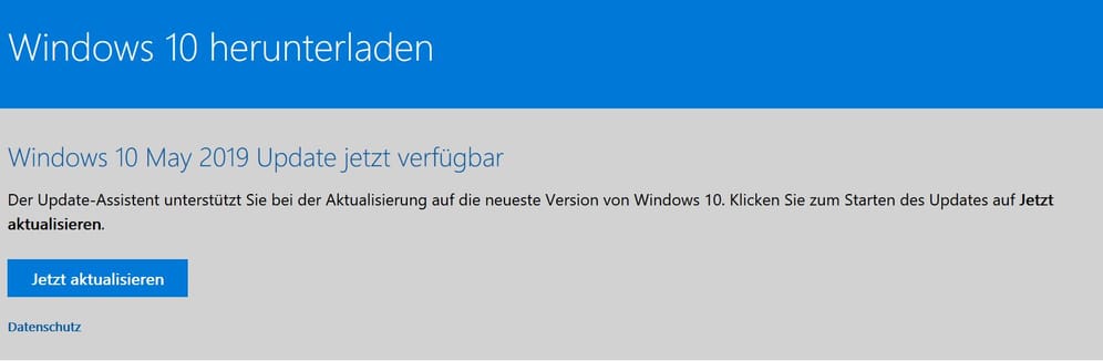 Wenn Sie manuell das neue Update für Windows 10 auf Ihrem Rechner installieren wollen, können Sie den "Windows 10-Update-Assistenen" nutzen. Den Link zu dem Microsoft-Tool finden Sie hier. Klicken Sie dann auf "Jetzt aktualisieren"