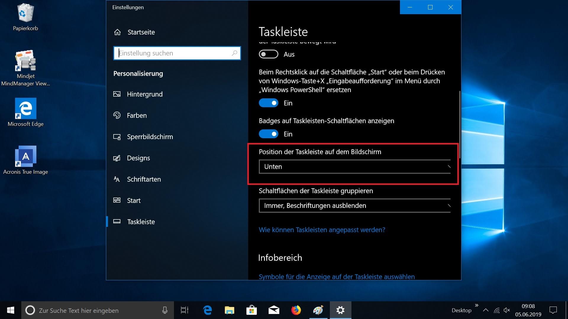 Windows Taskleiste anpassen