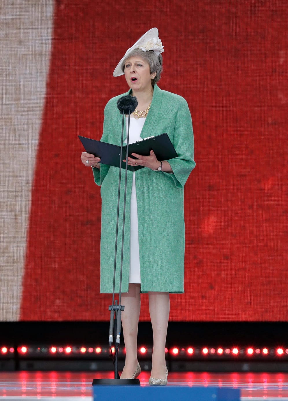 Die britische Premierministerin Theresa May – die am Freitag zurücktreten wird – während ihrer Rede bei der Feier.