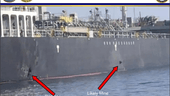 Auch mit mehr Zoom zeigt das Bild zunächst nur eine Erhebung am Schiffsrumpf. Ob es sich dabei wirklich um eine Mine handelt und wenn ja, wer sie angebracht hat, ist derzeit unklar.