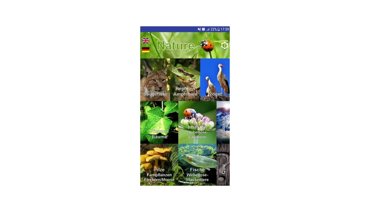 Die Anwendung "Nature Free - Europa" liefert in ihrer kostenfreien Version Infos zu 750 Pflanzen- und Tierarten Europas.