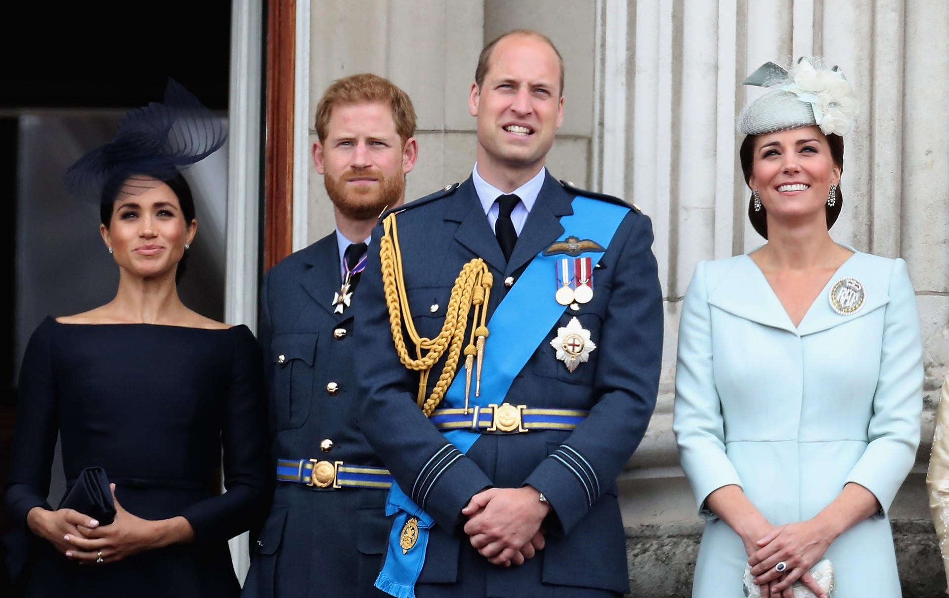 Juli 2018: Meghan, Harry, William und Kate erschienen bei der Jubiläumsfeier der Royal Air Force (RAF) in London.
