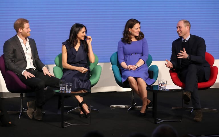 Februar 2018: Harry, Meghan, Kate und William bei einer Podiumsdiskussion der Royal Foundation.