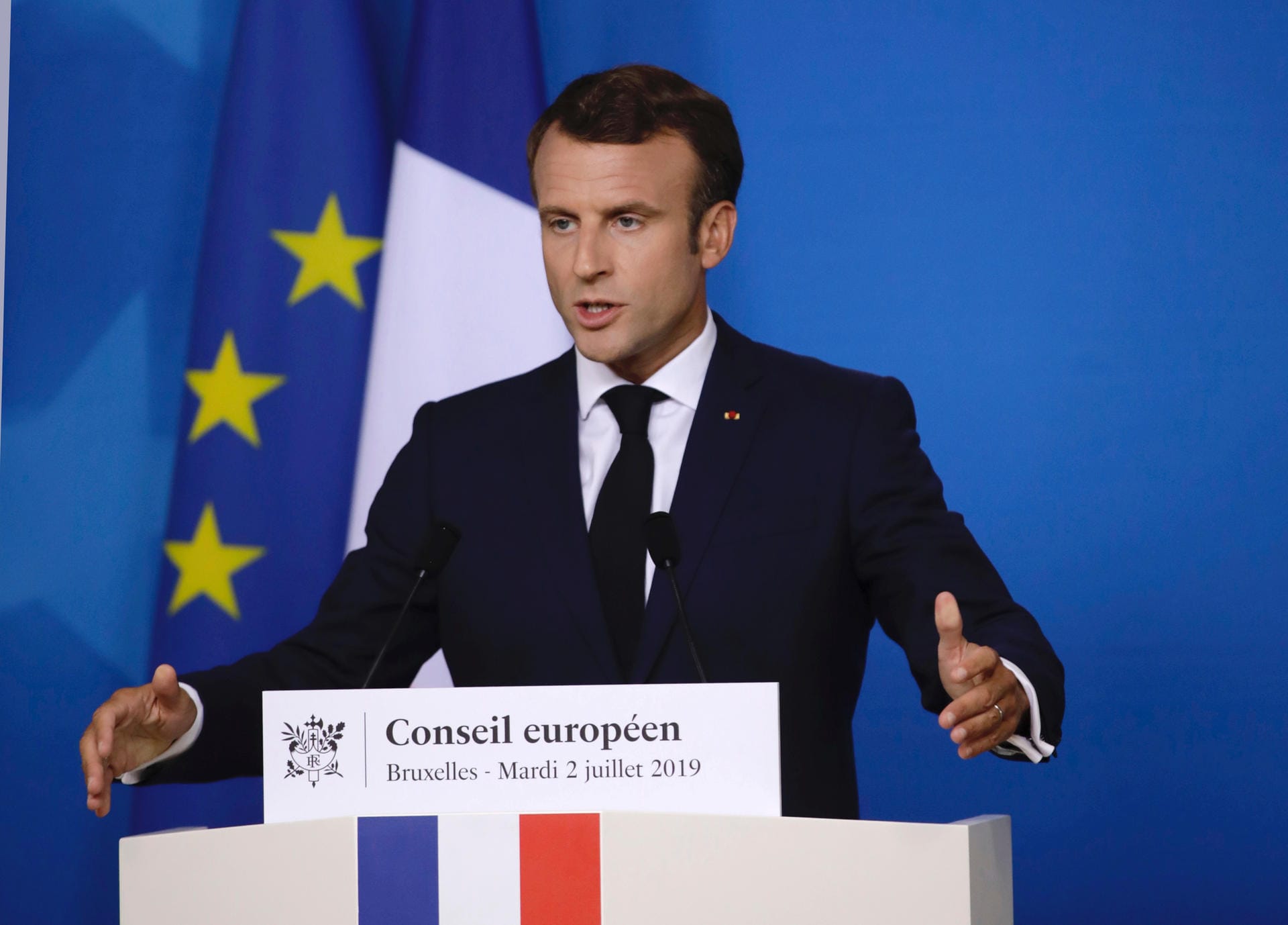Frankreichs Emmanuel Macron zur Nominierung von Ursula von der Leyen als EU-Kommissionschefin: "Das ist für mich eine sehr gute Kandidatur."