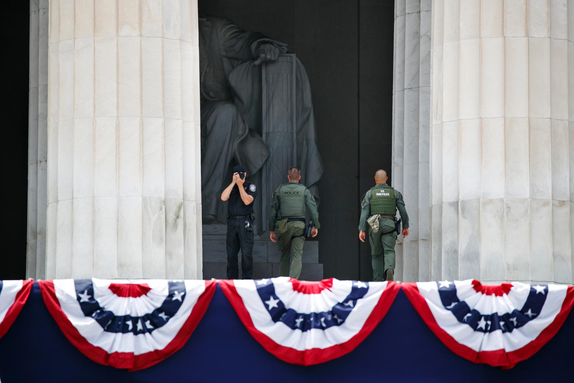 Die Sicherheitsvorkehrungen beim "Salute to America" vor dem Lincoln Memorial sind hoch.