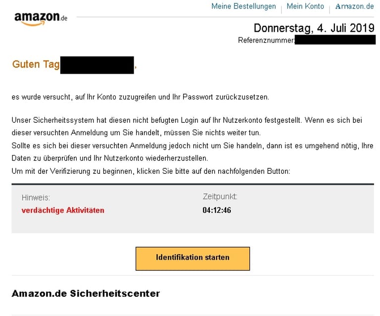 Laut der Verbraucherzentrale Nordrhein-Westfalen verschicken Kriminelle derzeit Phishing-Nachrichten, die sich an Amazon-Kunden richten. Wie so oft wird behauptet, dass das Nutzer-Konto gesperrt wurde.