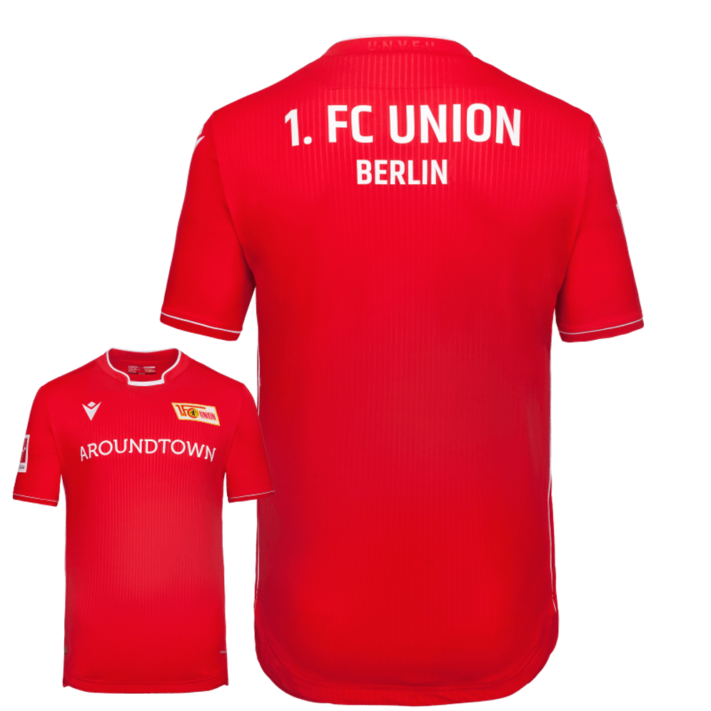 Sieht fast aus wie Mainz, ist aber Union Berlin: Auch der Bundesliga-Aufsteiger setzt auf die schlichte Variante in rot. Unterscheidungsmerkmal: Die Berliner verzichten auf den Kragen.