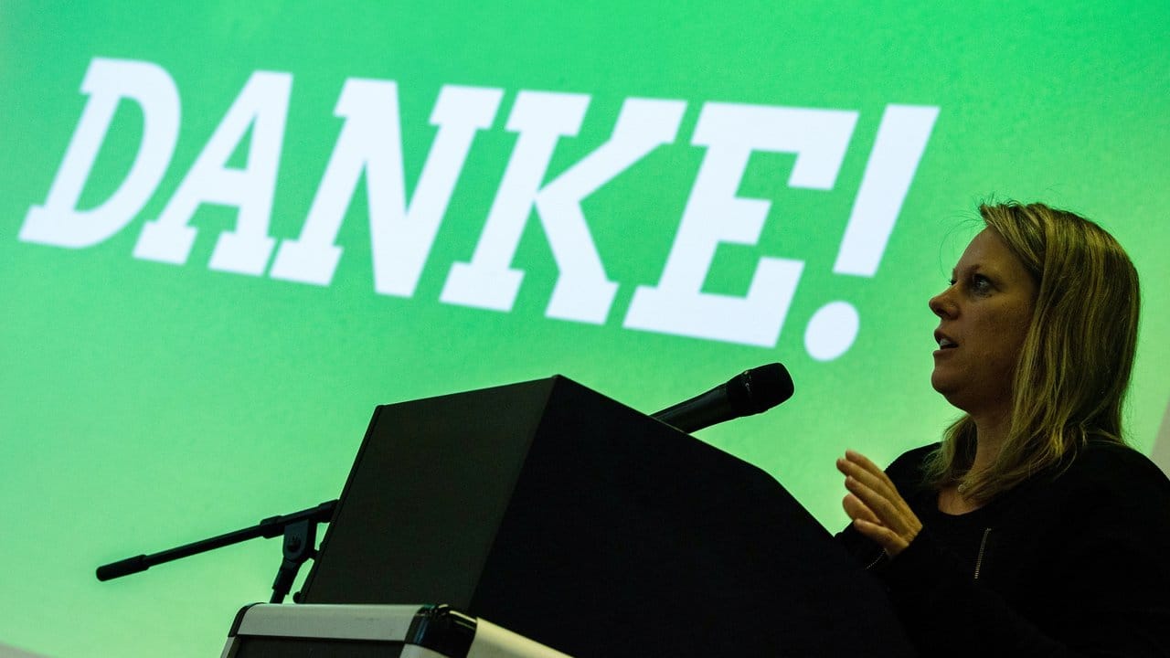 Die Grüne Fraktionschefin Maike Schaefer auf dem Parteitag.