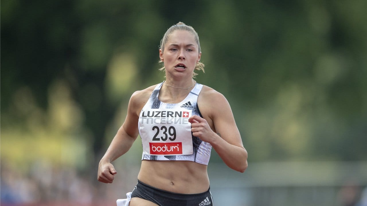 Gina Lückenkemper aus Deutschland beim 100m-Lauf der Frauen.