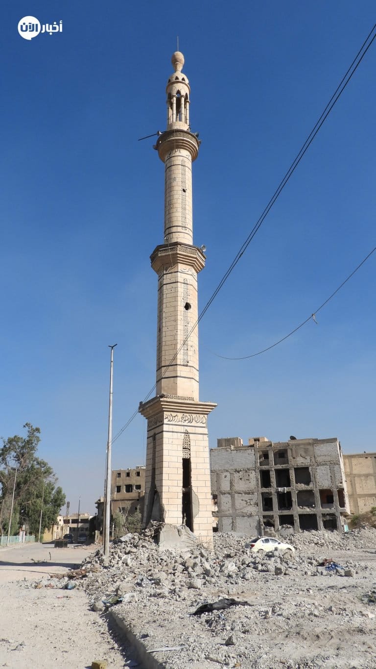 Reste der Al-Firdous-Moschee: Nur das Minarett blieb übrig.