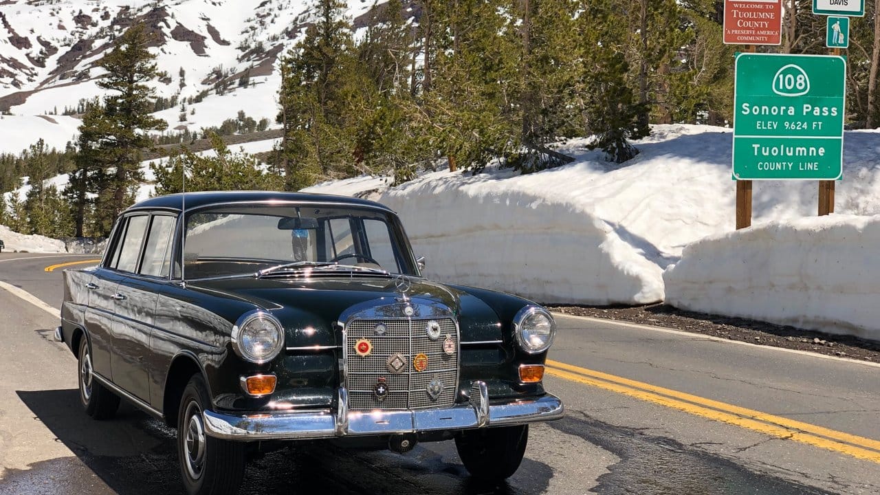 Auch den Sonora Pass, die zweithöchste Querung der Sierra Nevada meistert das gealterte Gefährt ohne Murren.