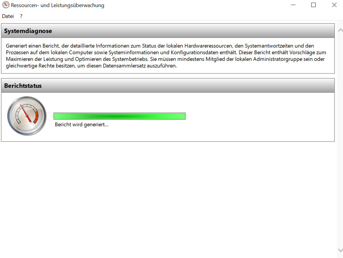 ... wo Sie circa eine Minute lang auf die Systemdiagnose warten müssen.