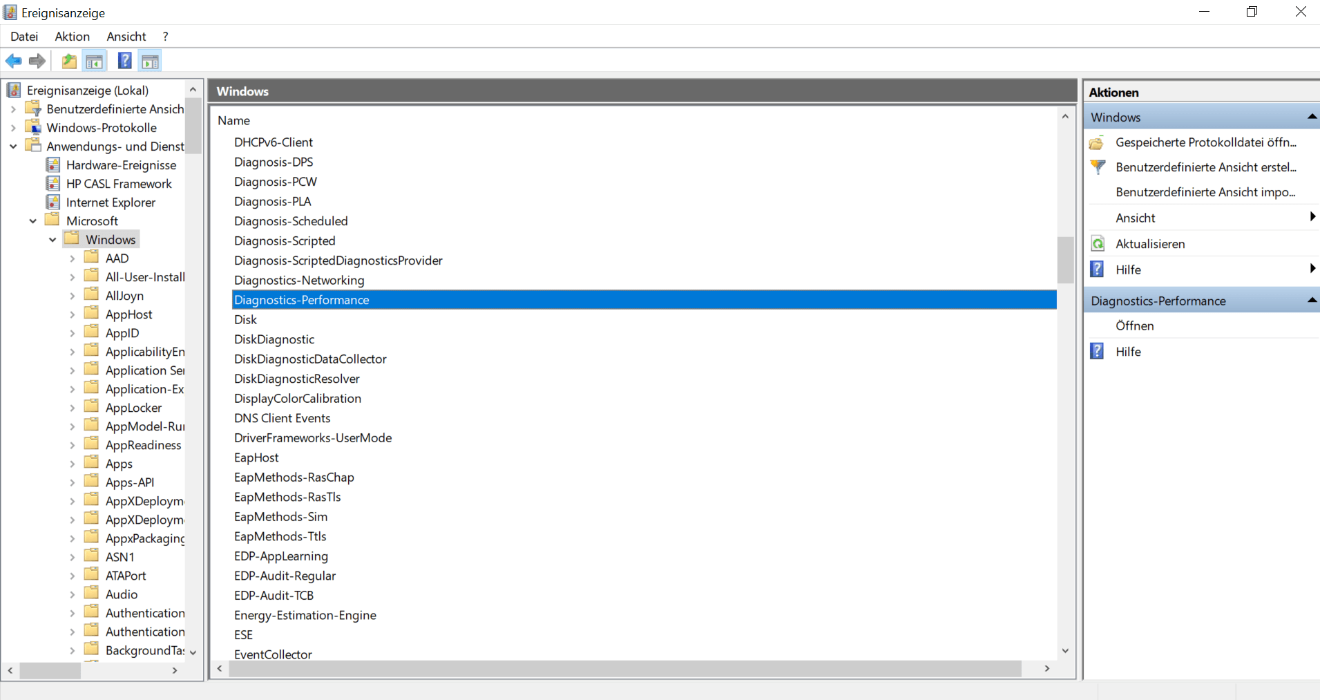 ... "Diagnostics-Performance" durch ...