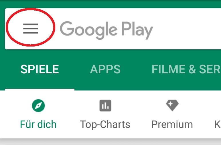 ... und klicken Sie auf die drei senkrechten Striche links oben, um sich das Menü anzeigen zu lassen.