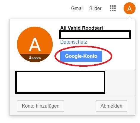 Klicken Sie auf "Google-Konto"