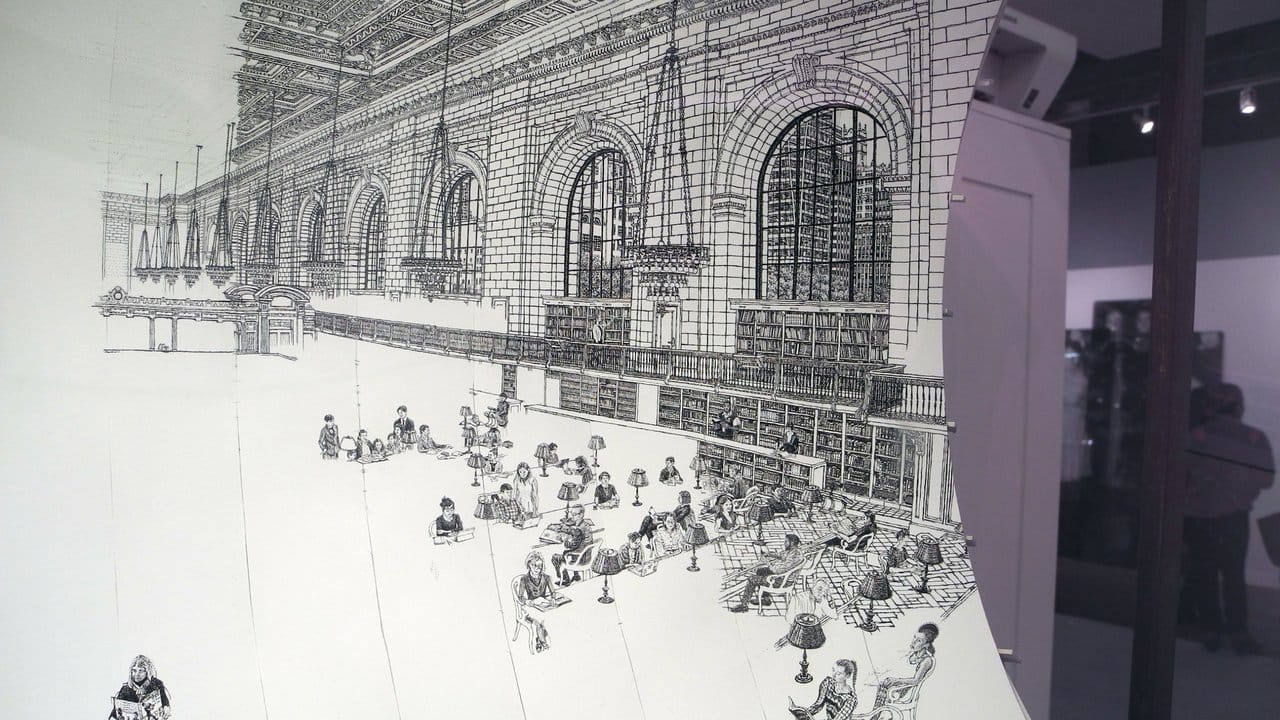 Die unfertige Zeichnung vom Lesesaal der Public Library ist auf der Kunstmesse Armory Show zu sehen.
