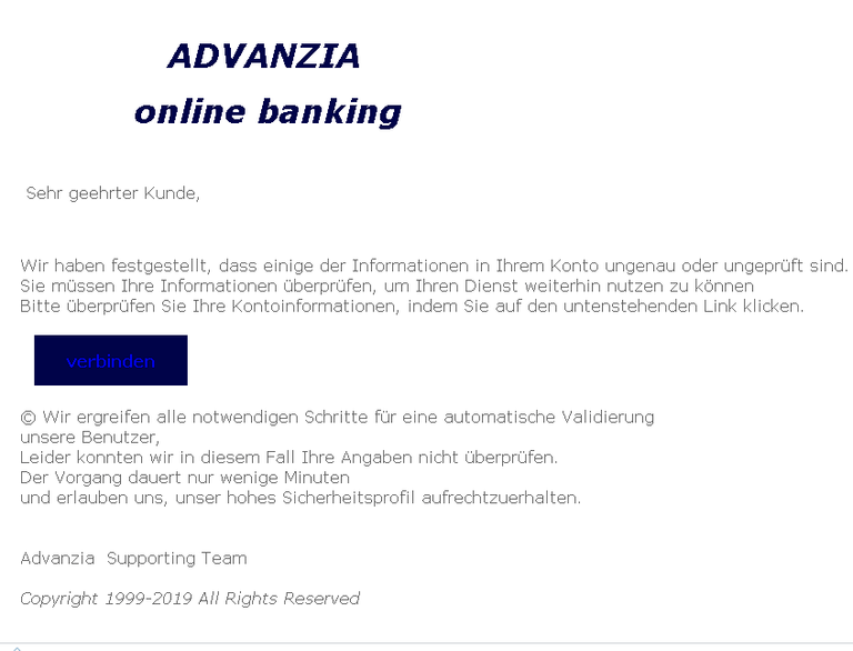 Auch Kunden der Sparkassen und der Advanzia Bank erhalten derzeit Betrugsmails. Hier verlangen Betrüger ebenfalls unter einem Vorwand, dass Nutzer ihre Daten aktualisieren.