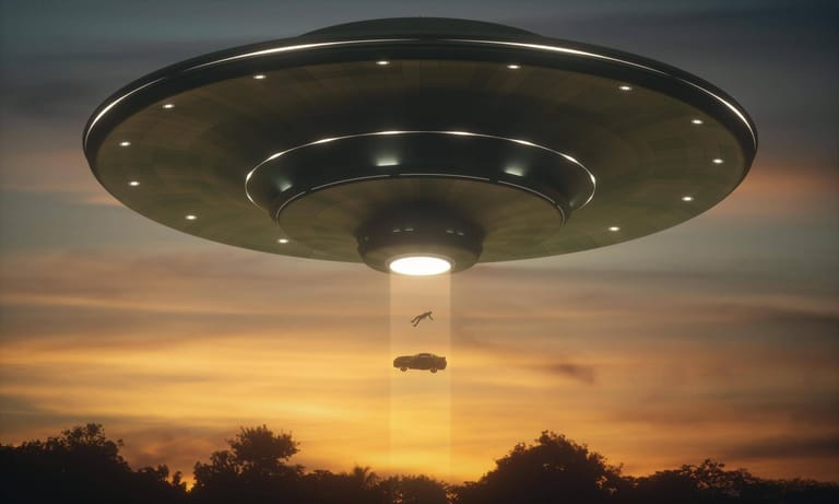 Ein Auto wird von einem UFO entführt: "Es gibt Frieden und fliegende Autos." (13-Jährige) (Symbolfoto)