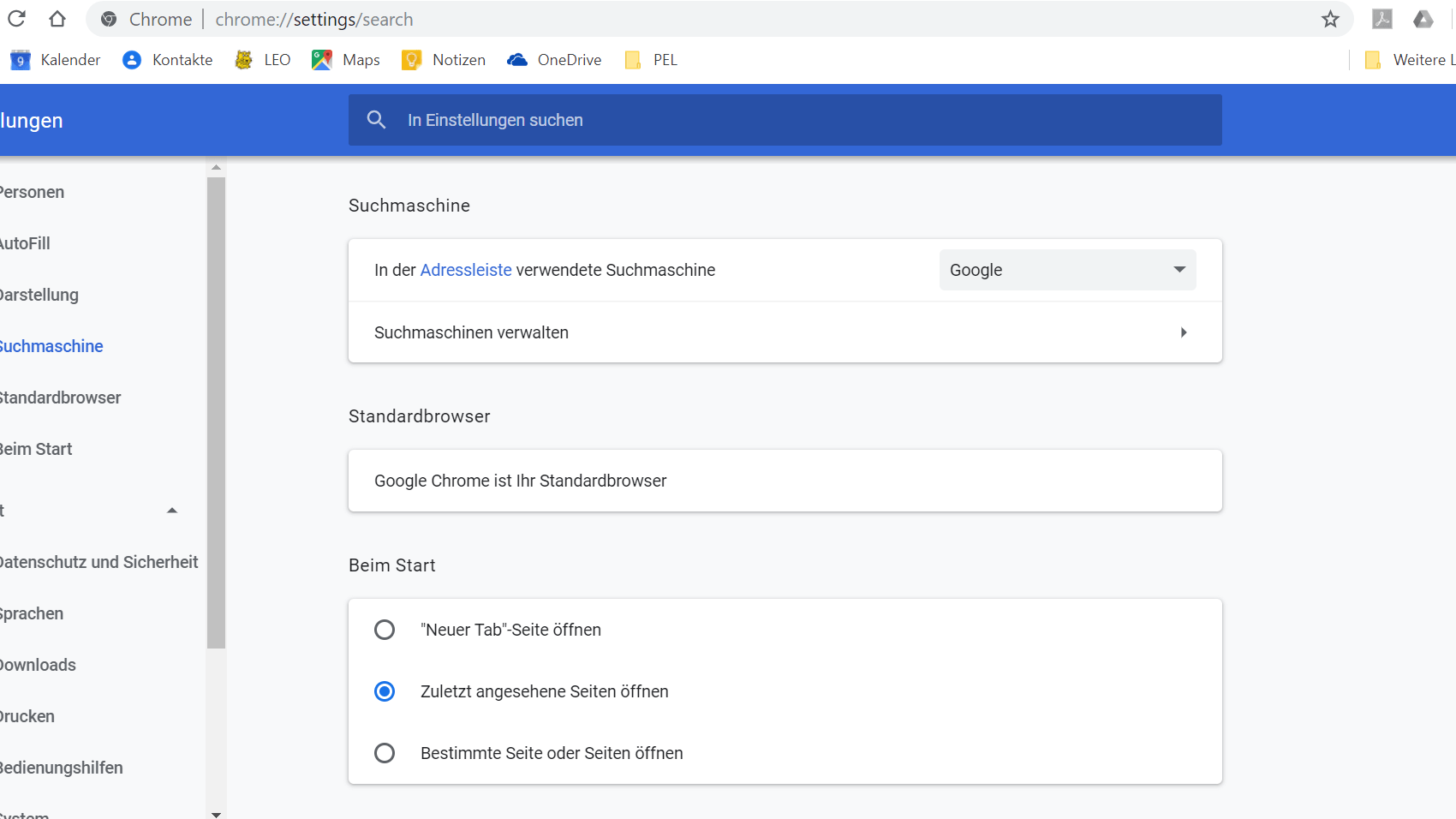 Eine andere Suchmaschine einstellen ist einfach: Zuerst gehen Sie in die Einstellungen von Chrome, indem Sie oben rechts auf die drei Punkte und dann auf "Einstellungen" klicken. Alternativ können Sie auch in der Adressleiste chrome://settings eingeben. Im Navigationsmenü auf der linken Seite klicken Sie dann auf "Suchmaschine". Dort steht ganz oben normalerweise Google als "In der Adressleiste verwendete Suchmaschine".