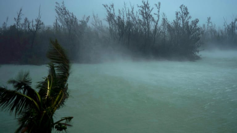 Sturmböen in Freeport auf den Bahamas: Hurrikan "Dorian" hat die Inselgruppe erreicht, Menschen getötet und große Verwüstungen hinterlassen.