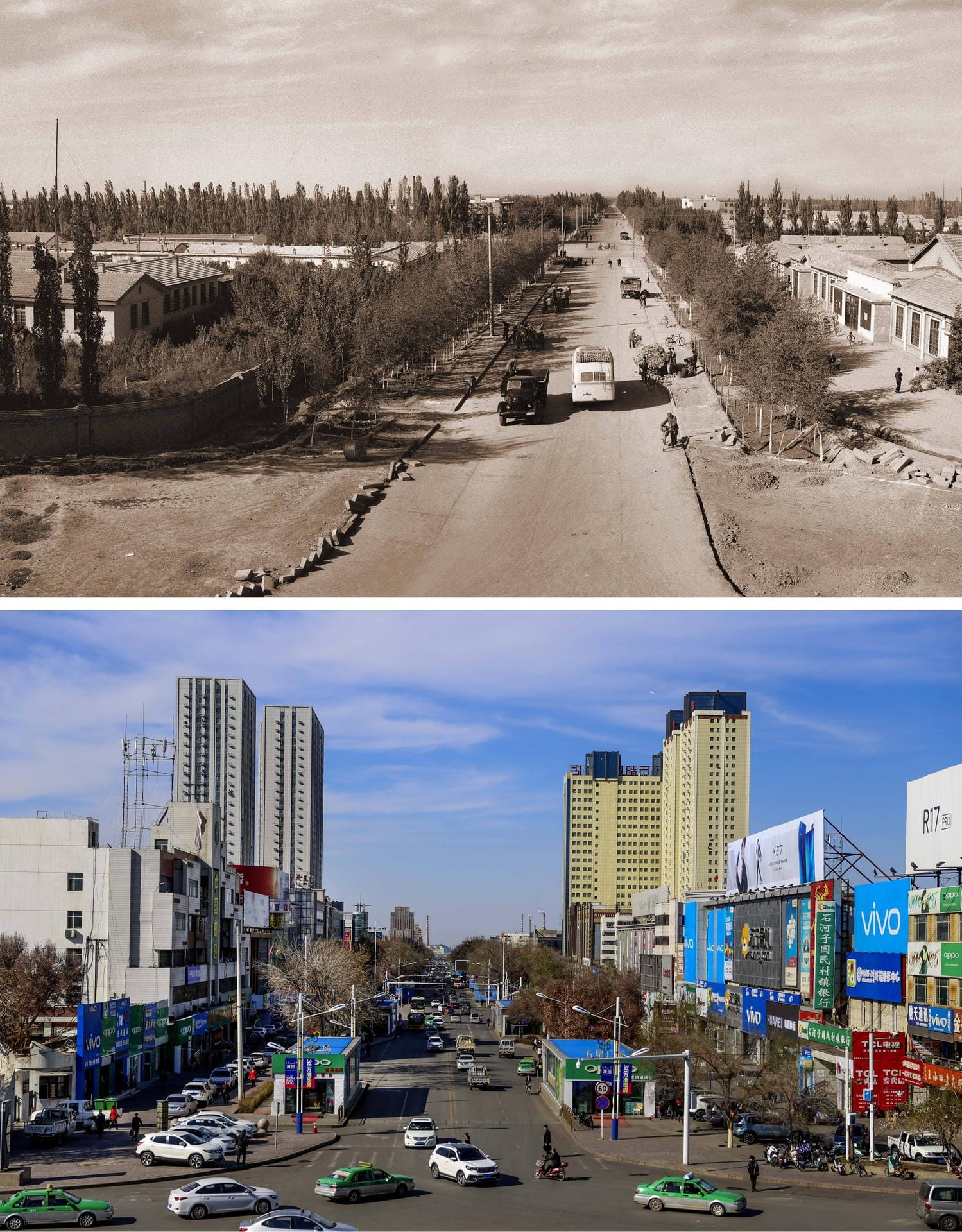 SHIHEZI: In den 50er Jahren begann die Volksbefreiungsarmnee mit der Errichtung einer Militärbasis in der Ortschaft in der Provinz Xinjiang im Nordwesten Chinas. 2019 ist Shihezi eine Großstadt mit über 600.000 Einwohnern.