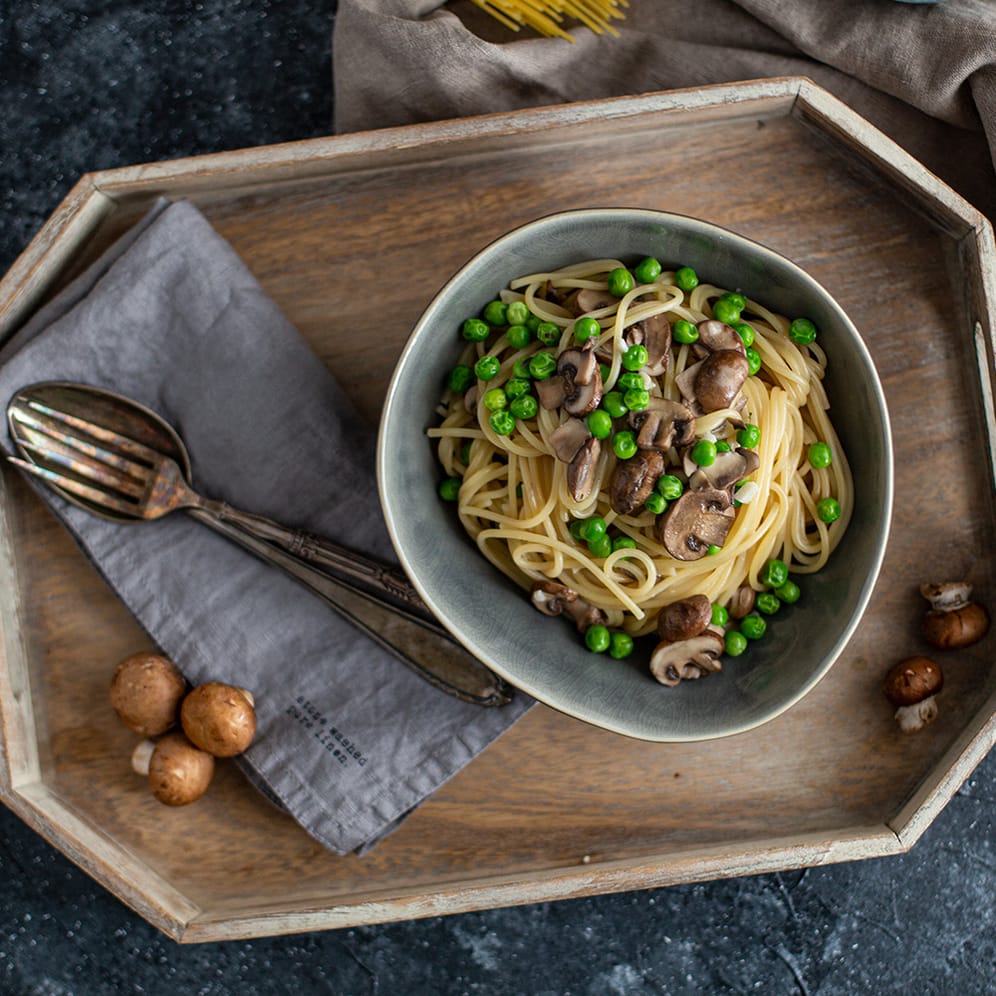 Spaghetti mit Champignons: Dieses Gericht gelingt mit minimalem Aufwand.