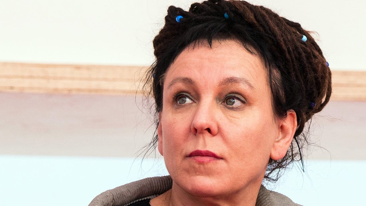 Literaturnobelpreisträgerin Olga Tokarczuk in Frankfurt auf der Buchmesse.