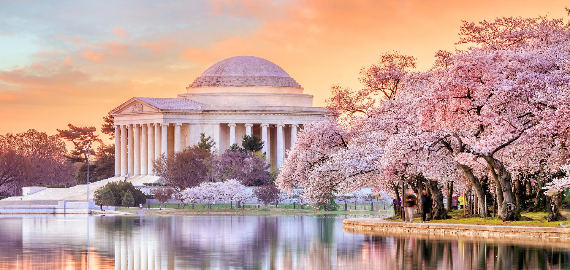 Platz 2: Washington D. C. ist besonders im Frühjahr schön anzusehen: Die Kirschblüten stehen in voller Pracht vor dem Jefferson Denkmal während des Kirchblütenfestivals.
