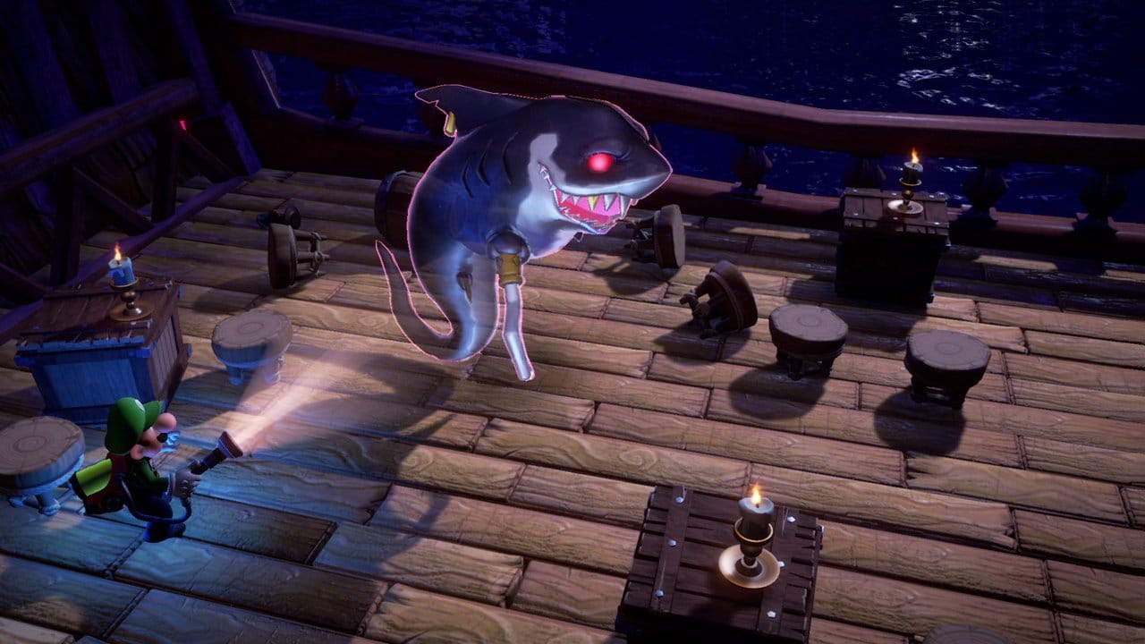 Bewaffnet mit einer Taschenlampe und einem Geistersauger schlägt sich Klempner Luigi durch das Gruselhaus in "Luigi's Mansion 3". Bewaffnet mit einer Taschenlampe und einem Geistersauger schlägt sich Klempner Luigi durch das Gruselhaus in "Luigi's Mansion 3".