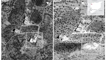 Luftaufnahme aus Syrien: Zwei Bilder zeigen den Aufenthaltsort von al-Bagdadi vor und nach dem Militäreinsatz.