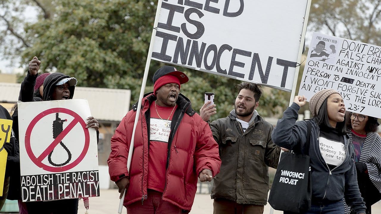"Rodney Reed ist unschuldig": Demonstranten protestieren gegen die geplante Hinrichtung.