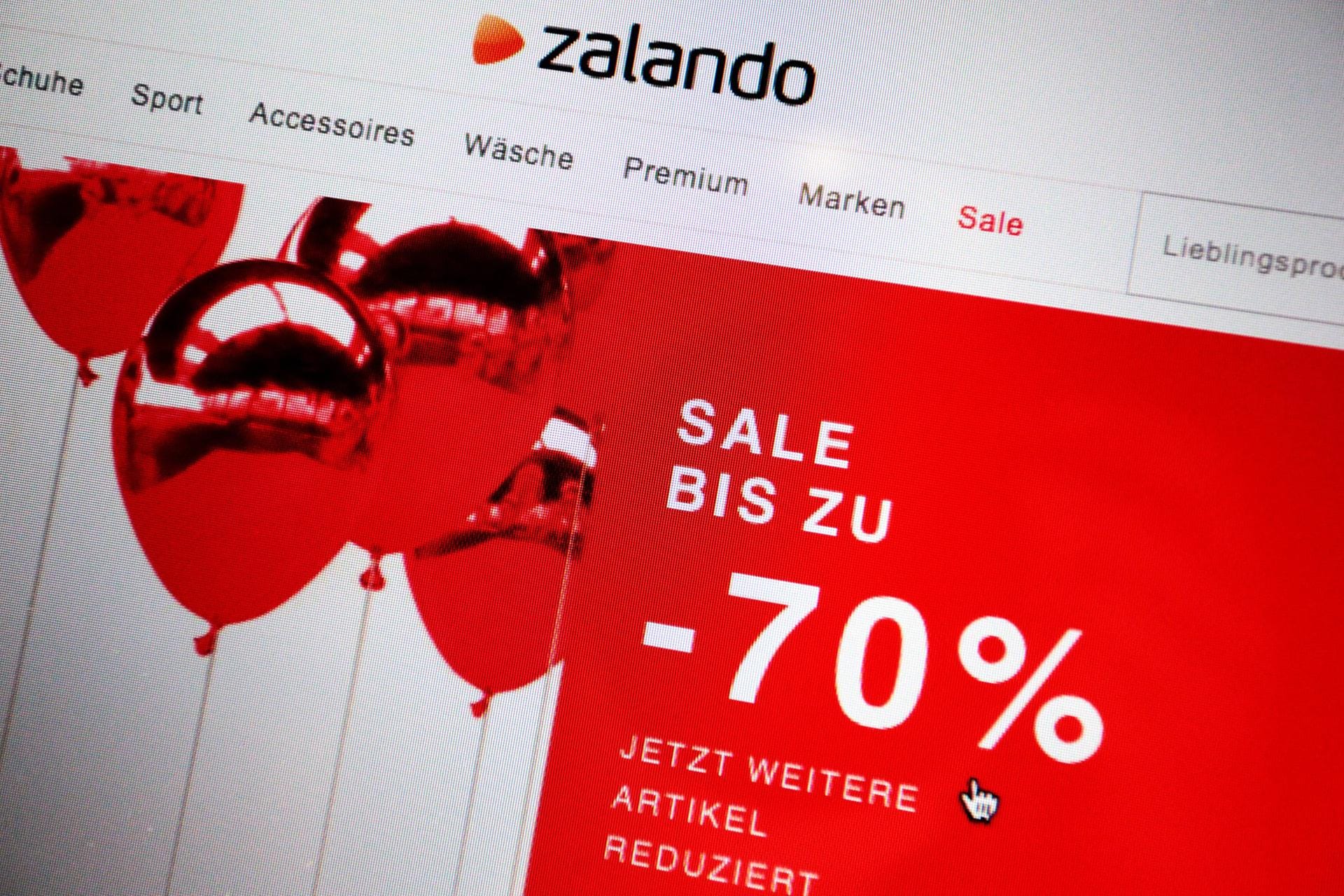 Rabatt von 70% wird auf der Webseite von Zalando beworben