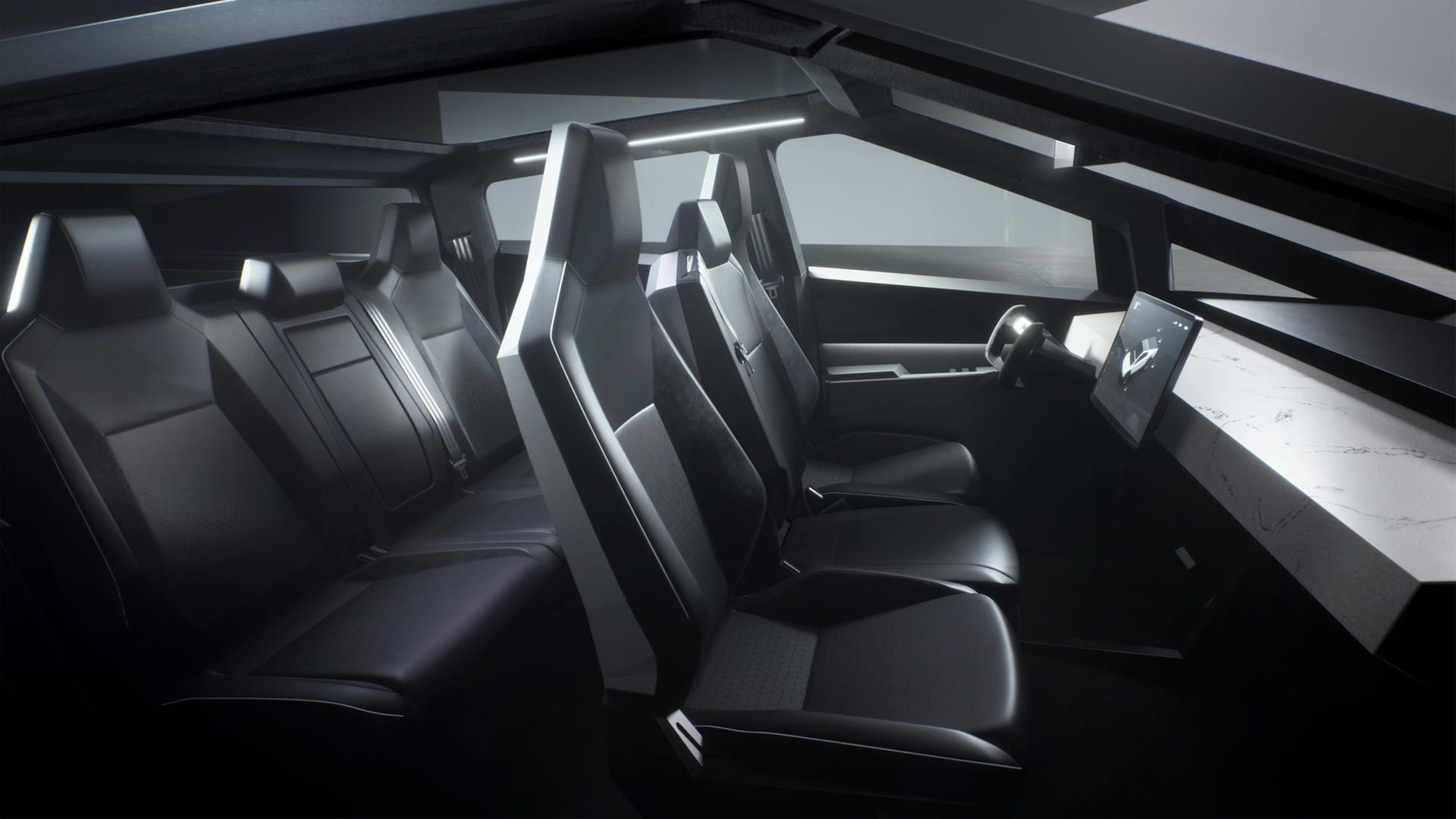 Der Innenraum des neuen Pickups besticht, ähnlich wie das äußere Erscheinungsbild, mit futuristischem Design.