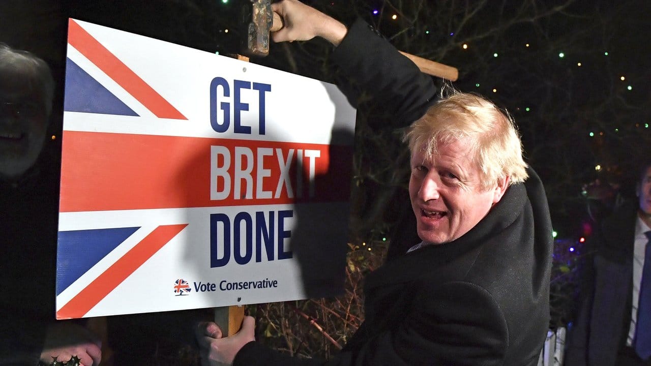 "Get Brexit Done": Der britische Premierminister Boris Johnson am letzten Tag des Wahlkampfes.