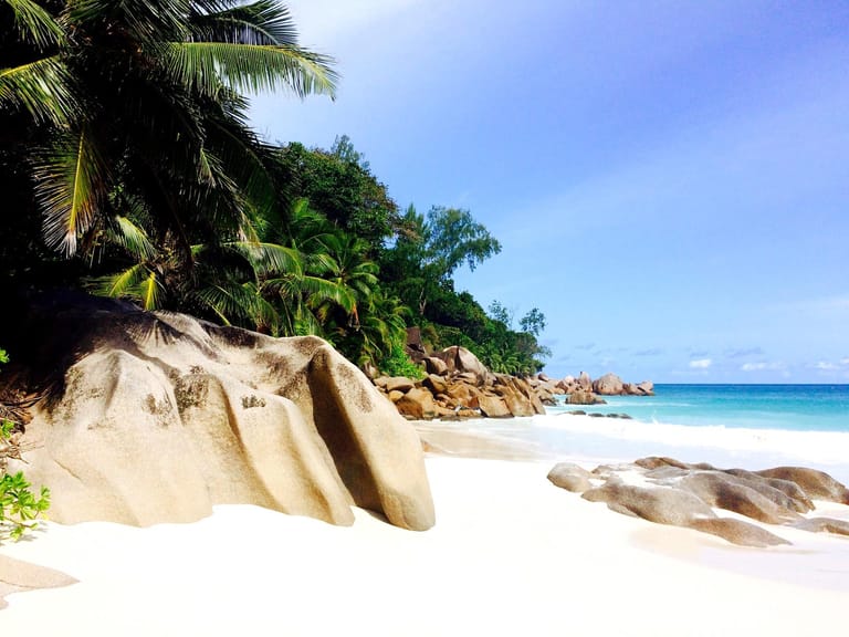 Anse Lazio: Dank des feinen Sandes und des klaren Wassers hat es der Strand der Seychellen-Insel auch schon in bekannte Werbespots wie die Bacardi-Werbung geschafft.