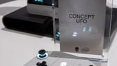 Das Concept UFO von Alienware lässt sich mobil oder – mit abgenommenen Controllern – im Dock als Spielkonsole nutzen. Momentan handelt es sich noch um eine Studie.